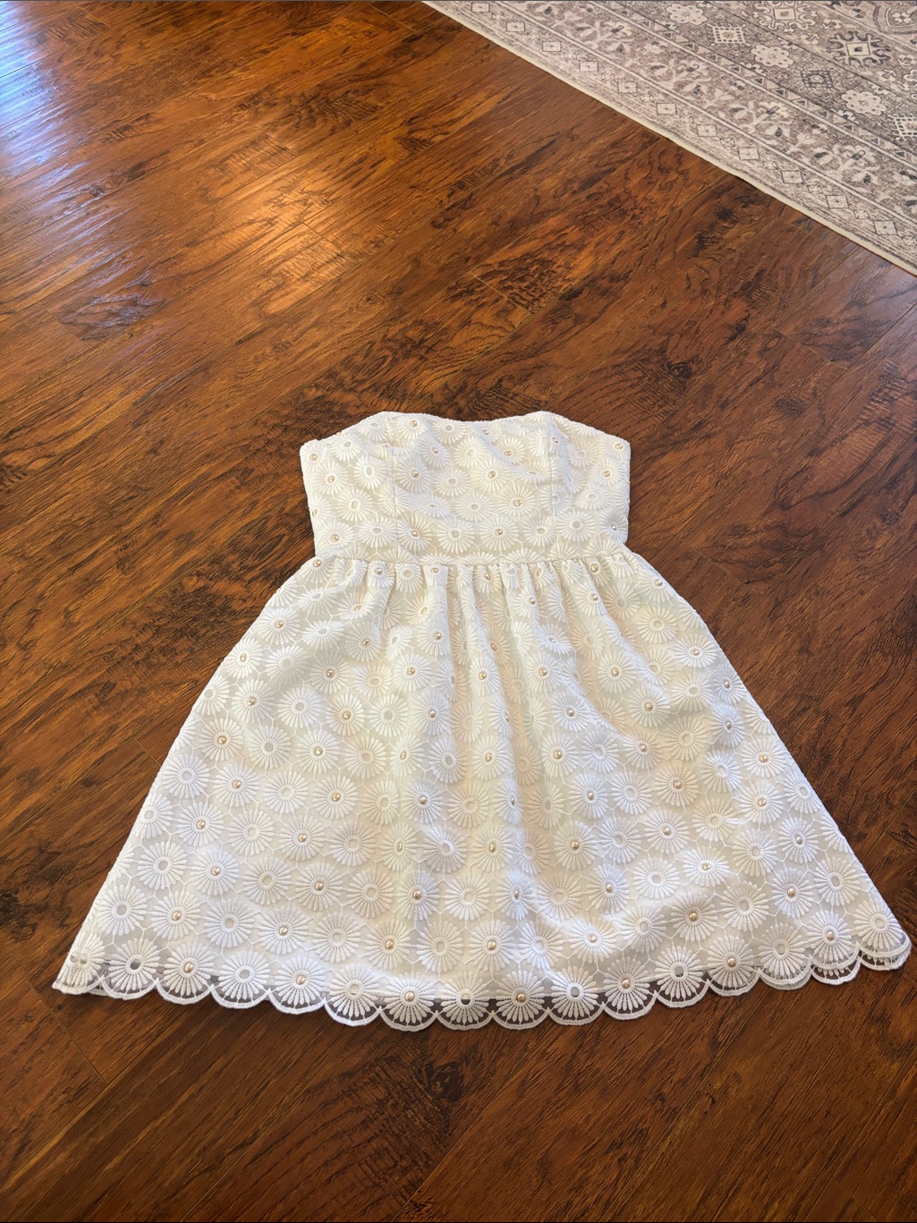 Lilly Pulitzer Payton Lace Dress Organza Pearls Strapless Feminine Size 10 Rare